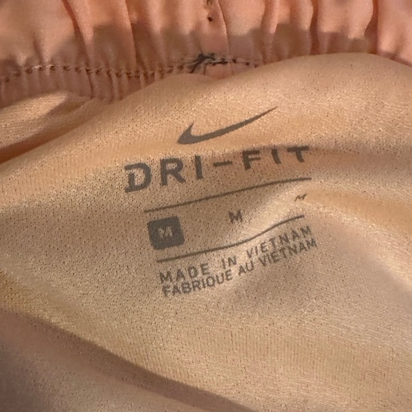 Nike Dri-FIT Women’s M Running Shorts Black Peach Trim Athletic Activewear - Picture 4 of 5